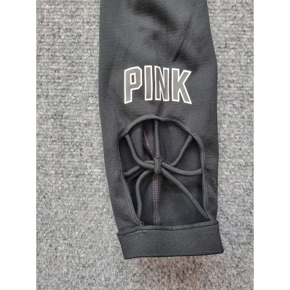 Pink Victoria's Secret Ultimate Leggings Black High Waist Lattice Ankle Large